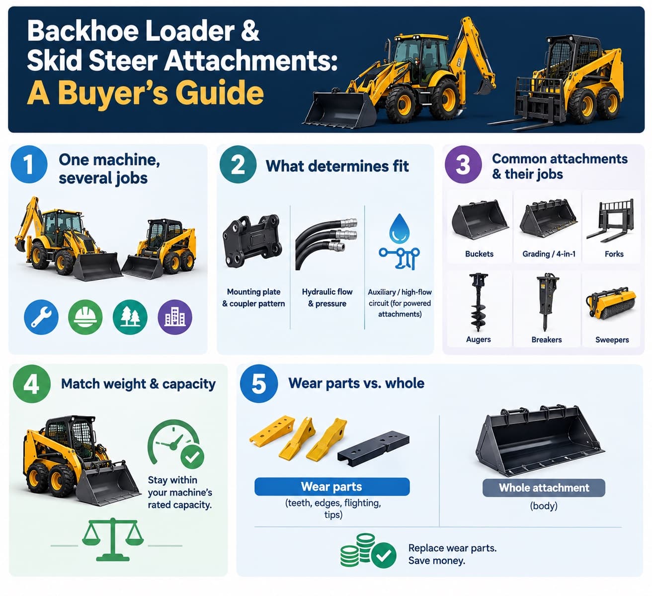 Backhoe Loader & Skid Steer Attachments: A Buyer's Guide