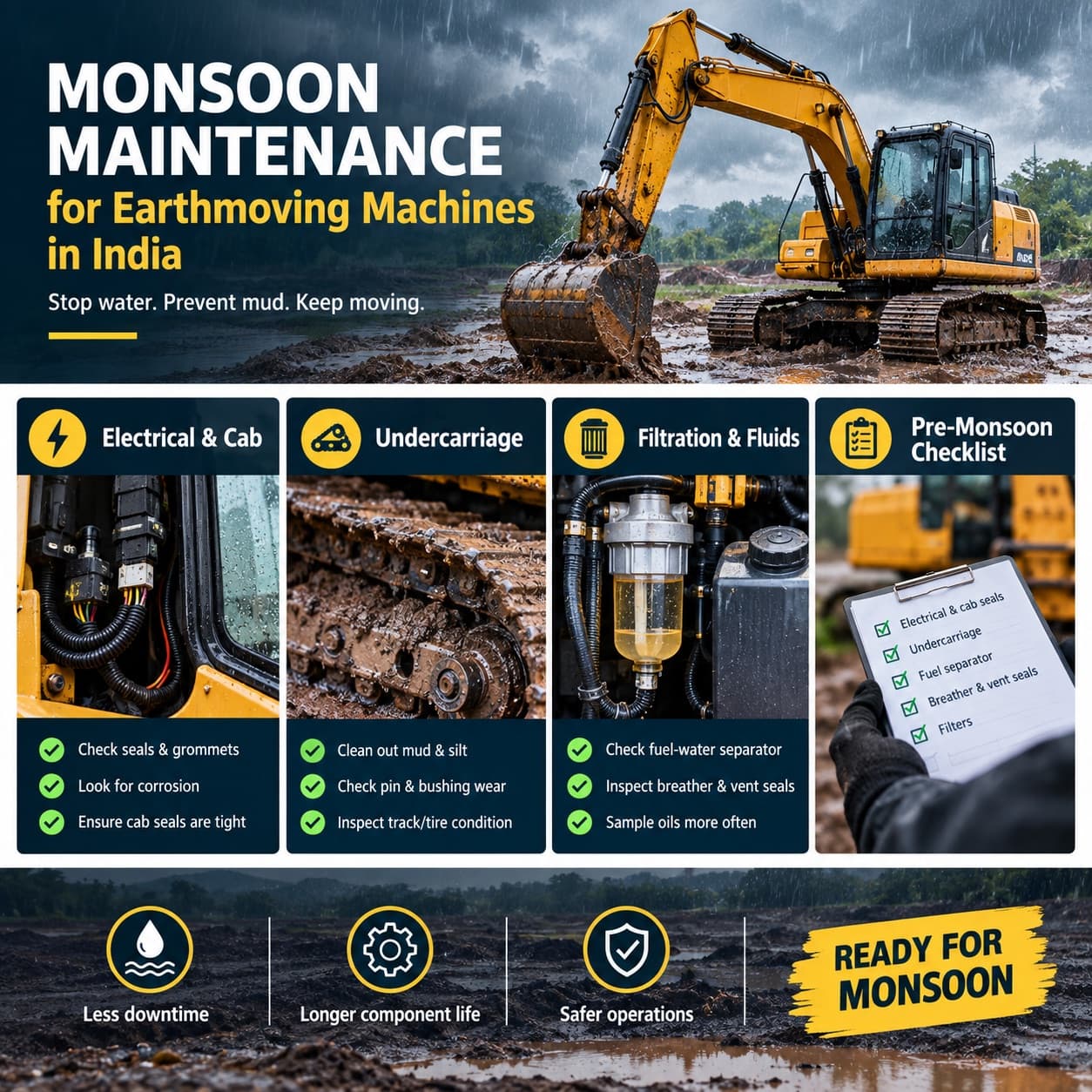 Monsoon Maintenance for Earthmoving Machines in India